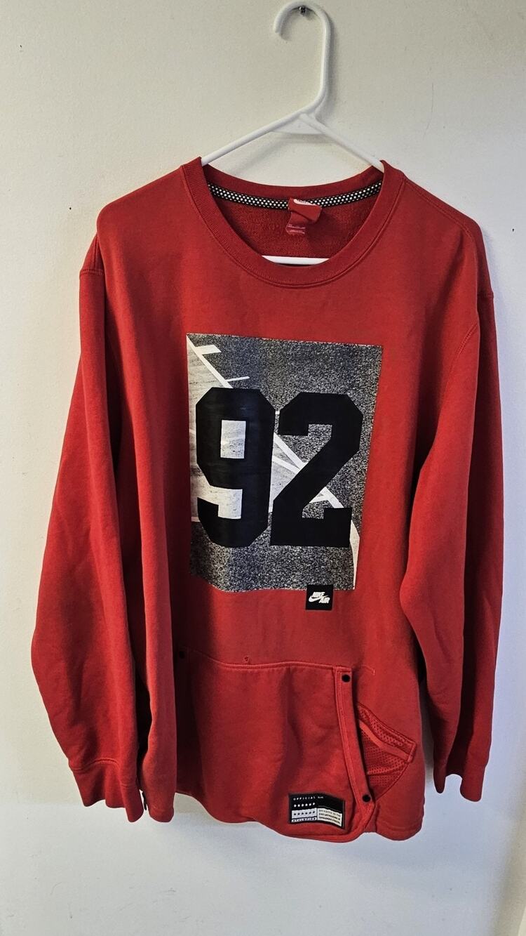 Nike Air Crew Long Sleeve Sweatshirt Red Mens Size XXL 802640-657